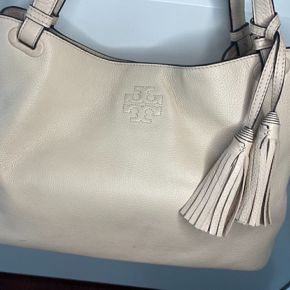 Tory Burch Thea Center Zip Leather Tote Sweet Melon - Picture 1 of 10